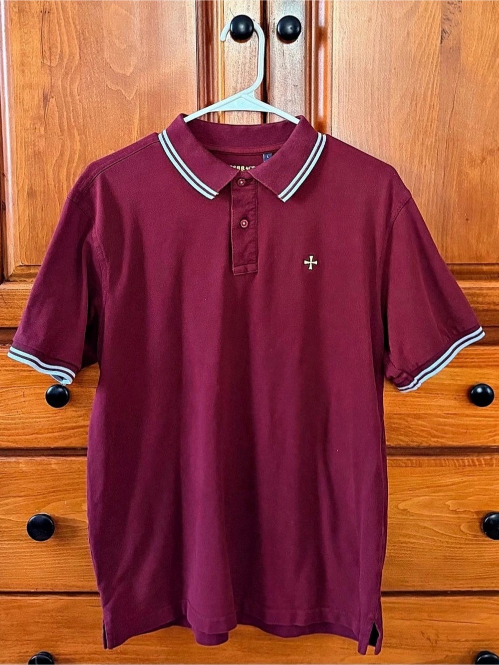 Terrace Cult Men's Polo Shirt Claret and Blue Men’s Size Large